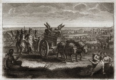 Bijbel van Royaumont, Oude Testament: De Ark teruggestuurd. De Filistijnen sturen de Ark van het Verbond terug naar Judea om de kwalen te vermijden die het hen elke dag veroorzaakte. Illustratie uit 1811. door Unknown artist