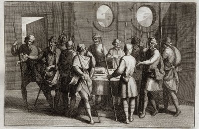 Royaumont Bijbel, Oude Testament: Het Paaslam. God beval de Joden het paaslam te eten, en voor de tiende plaag doodde hij alle eerstgeborenen. Illustratie uit 1811. door Unknown artist