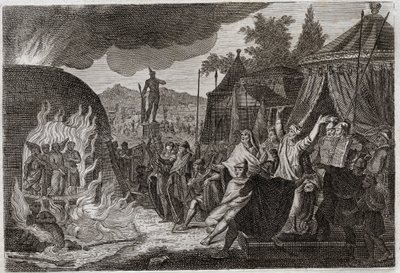 Bijbel van Royaumont, Oude Testament: De drie kinderen van Babylon in de oven. Koning Nebukadnezar II gooit drie jonge Hebreeuwse mannen in een brandende oven, waaruit ze wonderbaarlijk worden bevrijd. Ze heten Ananias, Azarias en Misael (of Sadrach, Mesac door Unknown artist