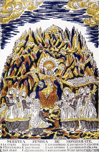 Zwarte Madonna van Monserrate, Havana, omringd door engelen. door Unknown artist