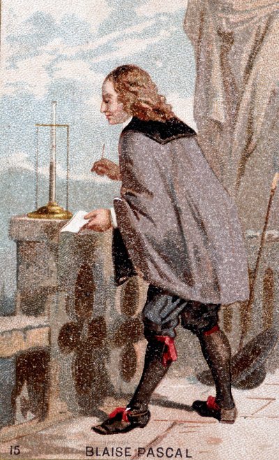 Blaise Pascal (1623 - 1662) voor een barometer door Unknown artist