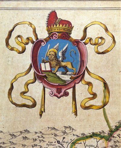 Wapen van de Republiek Venetië siert de leeuw van Sint Marcus. 19e eeuw door Unknown artist