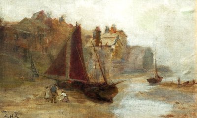 Boot op het strand door Unknown artist