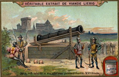Bombarde en zijn horloge met dubbele puntard. 15e eeuw. Chromo Liebig door Unknown artist