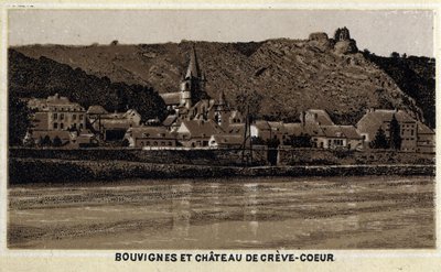 Bouvignes sur Meuse en kasteel van Creve Coeur, Wallonië, België door Unknown artist