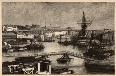 Brest - De militaire haven - Finistère - Bretagne - gravure in 