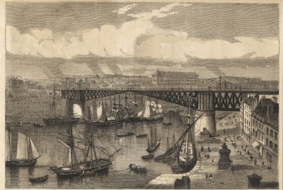 Brest - de grote draaibrug in 1864 - Nationale brug - draaibrug door Unknown artist