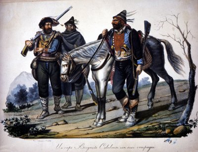Banditisme in Calabrië, Italië, gravure uit de 19e eeuw door Unknown artist