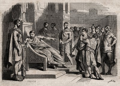 Brutus veroordeelt zijn zoon ter dood - gravure in 