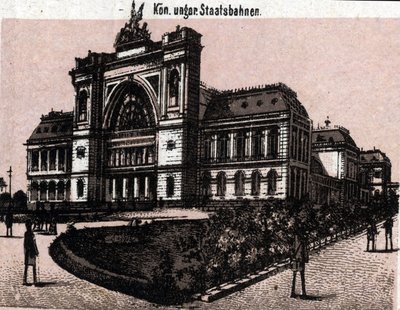 Boedapest, Hongarije: uitzicht op het Magyar Királyi állomás (treinstation) door Unknown artist