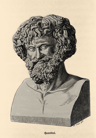 Buste van Hannibal of Annibal Barca (247 v.Chr. - 183 v.Chr.), Carthaagse generaal en staatsman. door Unknown artist
