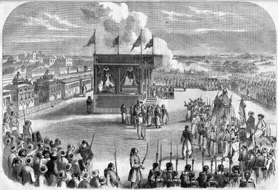 Caïro, vertrek van de Mahmal (palanquin bedekt met een geborduurde zijden sluier die de autoriteit van de Ottomaanse sultan symboliseert), voor de bedevaart naar Mekka, per spoor, in 