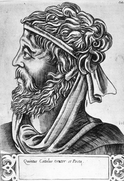 Caius Valerius Catullus genaamd Catulle (87 - 54 v.Chr.) Imaginair portret, gravure uit de 17e eeuw. door Unknown artist