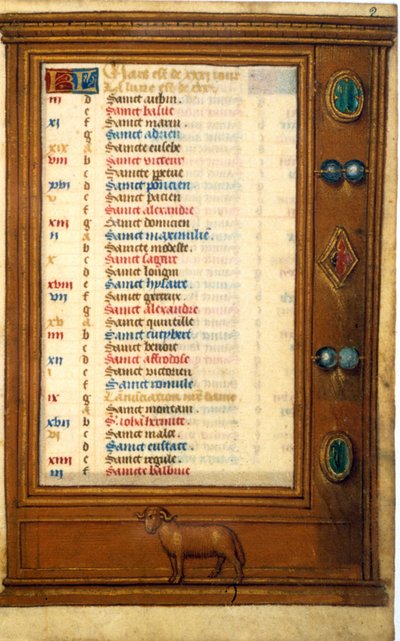 Kalender van maart met het teken van Ram - Miniatuur uit de Middeleeuwen: Verzoek om toestemming van de Gemeentelijke Bibliotheek van Toulouse door Unknown artist