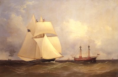 Cambria passeert Sandy Hook na Transatlantische race, 1870 door Unknown