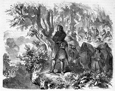 Camisards in de Cevennen. 19e-eeuwse gravure. door Unknown artist