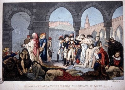 Campagne (Expeditie) van Egypte (1798-1801): Napoleon bezoekt de pestlijders van Jaffa in Egypte, circa 1800 door Unknown artist