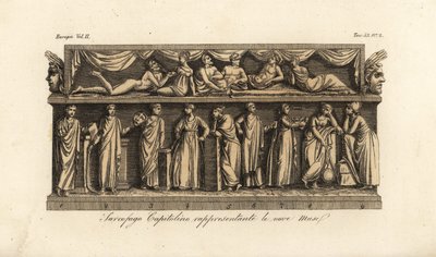 Capitolijnse sarcofaag bas-reliëf met de negen muzen door Unknown artist