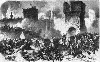 Inname van Constantinopel door Mohammed II op 29 mei 1453. door Unknown artist