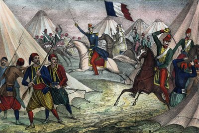 Inname van de Smalla van Abd-el-Kader in Algerije op 16 mei 1843 door de Hertog van Aumale. In 