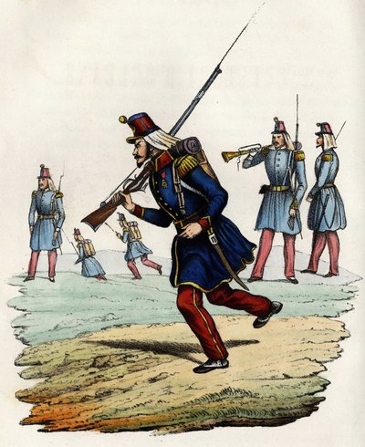 Karabiniers van de Orléans-jagers van het Franse leger, opgericht in 1840 en naar Algerije gestuurd in 1841. In 