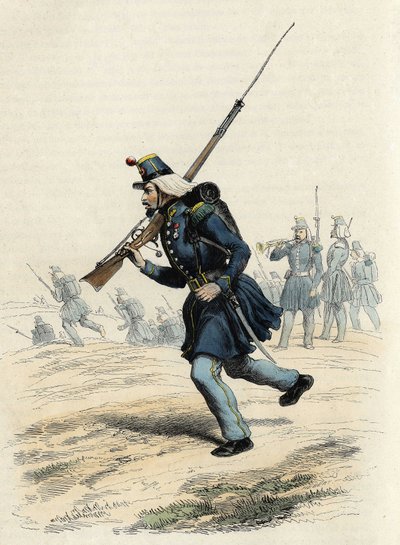 Carabiniers van de Orleans-jagers van het Franse leger, opgericht in 1840 en naar Algerije gestuurd in 1841. In 