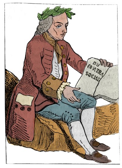 Kaartspel van de Franse Republiek (1793) gepubliceerd in de Nationale Conventie op 21/09/1792, na de val van de koninkrijken: het karakter van de filosoof onder de trekken van Jean-Jacques Rousseau 