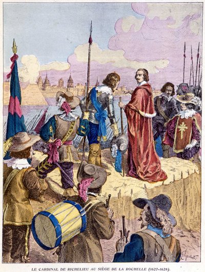 Kardinaal Richelieu bij het Beleg van La Rochelle (1627 - 1628) door Unknown artist