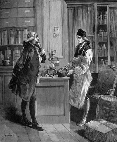 Carl William (Guillaume) Scheele (1742 -1788), Zweedse chemicus in zijn laboratorium met Tobern Bergmann 1735-1784 chemicus door Unknown artist