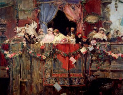 Carnavalscène in Rome. Anoniem schilderij. 19e eeuw. Rome, Museo del Folklore door Unknown artist