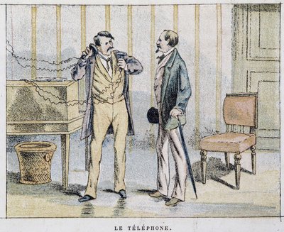 Cartoon over de telefoon door Unknown artist