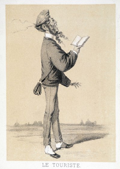 Cartoon van een Engelse toerist rond 1866 door Unknown artist