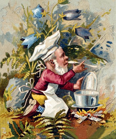 Karakter van de dwerg of farfadet kok. Chromolithografie uit de 19e eeuw door Unknown artist