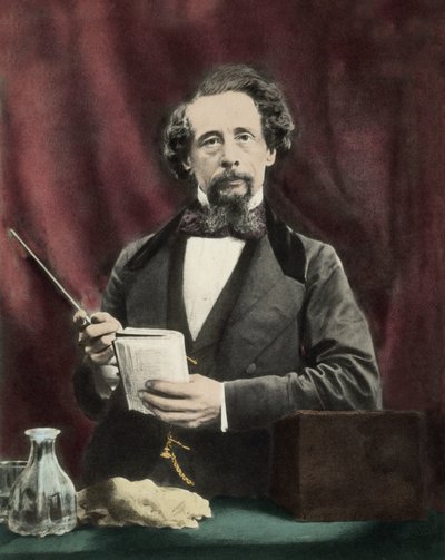 Charles Dickens (1812-1870) tijdens een lezing rond 1860 door Unknown artist
