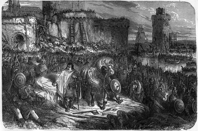 Karel III de Dikke (839-888) keizer van het Westen (881-887) en regent van Frankrijk (884-887) kampeerde onder de muren van Parijs zonder de Noormannen te durven bevechten, en verkoos hun terugtrekking af te kopen met geld door Unknown artist
