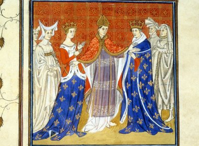 Karel IV de Schone en Blanche van Bourgondië - Miniatuur uit de Middeleeuwen door Unknown artist