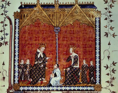 Karel V de Wijze en Jeanne de Bourbon, omringd door hun kinderen door Unknown artist