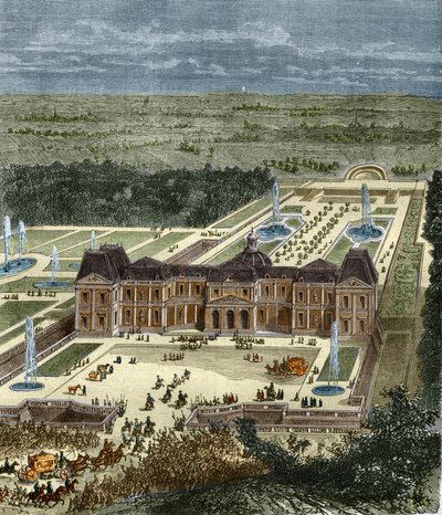 Chateau de Vaux Le Visomte (Vaux-Le-Vicomte) ten tijde van koning Lodewijk XIV. Gravure uit de 19e eeuw. door Unknown artist