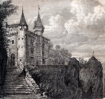 Kasteel de la Rochelambert in Saint Paulien - Haute-Loire - Auvergne-Rhône-Alpes - gravure rond 1867 door Unknown artist