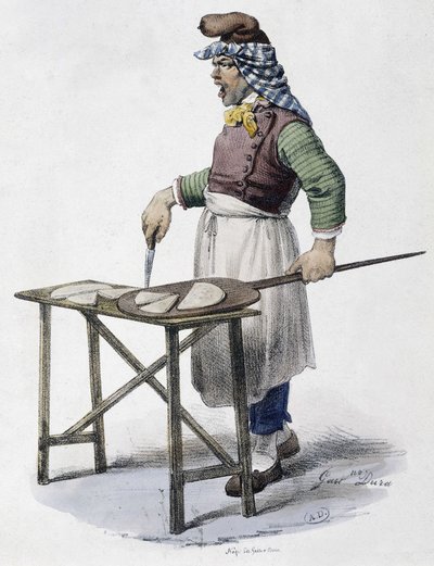 Kaasverkoper in Italië - lithografie door Unknown artist