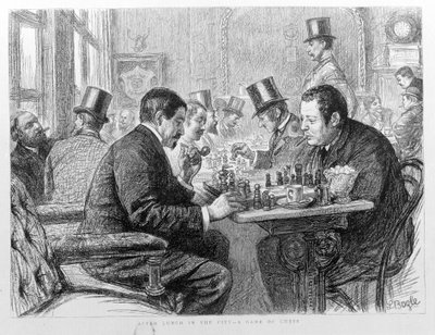 Schaakspelers in de stad Londen in 1890 door Unknown artist
