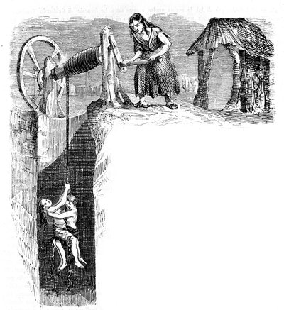 Kinderen dalen af in een kolenmijn in Engeland, circa 1840 door Unknown artist