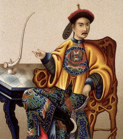 Chinese aristocraat zittend opium rokend - 19e eeuw door Unknown artist