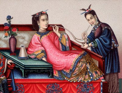 Chinese aristocraat zit opium te roken - begin 19e eeuw door Unknown artist