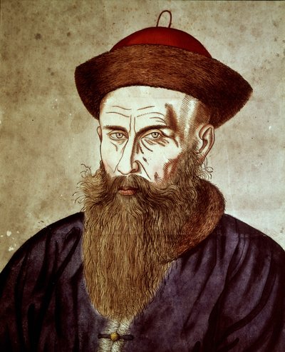 Chinees portret van Johann Adam Schall von Bell (1592 - 1666), een Duitse jezuïetenmissionaris die het astronomisch observatorium in Peking leidde. door Unknown artist