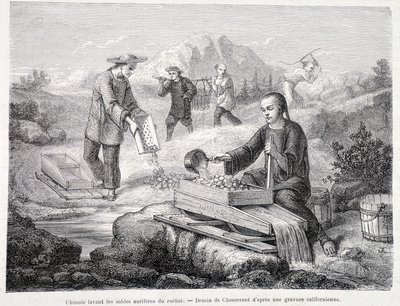 Chinezen wassen goudzand in Californië door Unknown artist