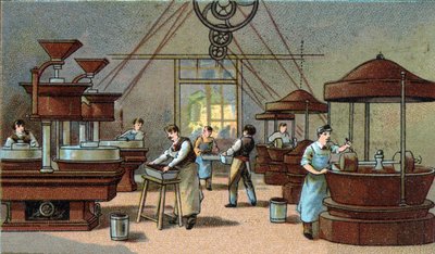 Chocoladeproductie, mengkamer door Unknown artist
