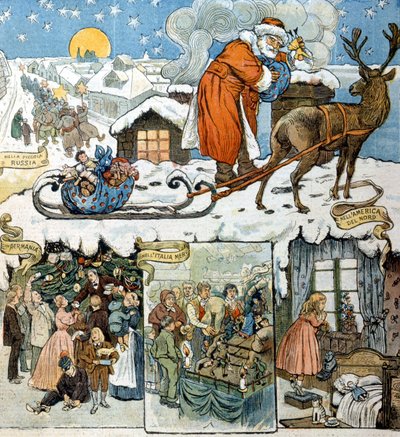 Kerstgebruiken in verschillende landen: Rusland, Duitsland, Italië en Zuid-Amerika. 1892 door Unknown artist