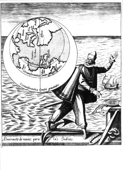 Christoffel Columbus in "Nova Tipus Transacto Navigatio Novi Orbi" door Philoponus Honorius door Unknown artist