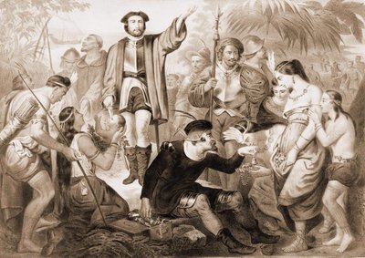 Christoffel Columbus onder de Indianen door Unknown artist